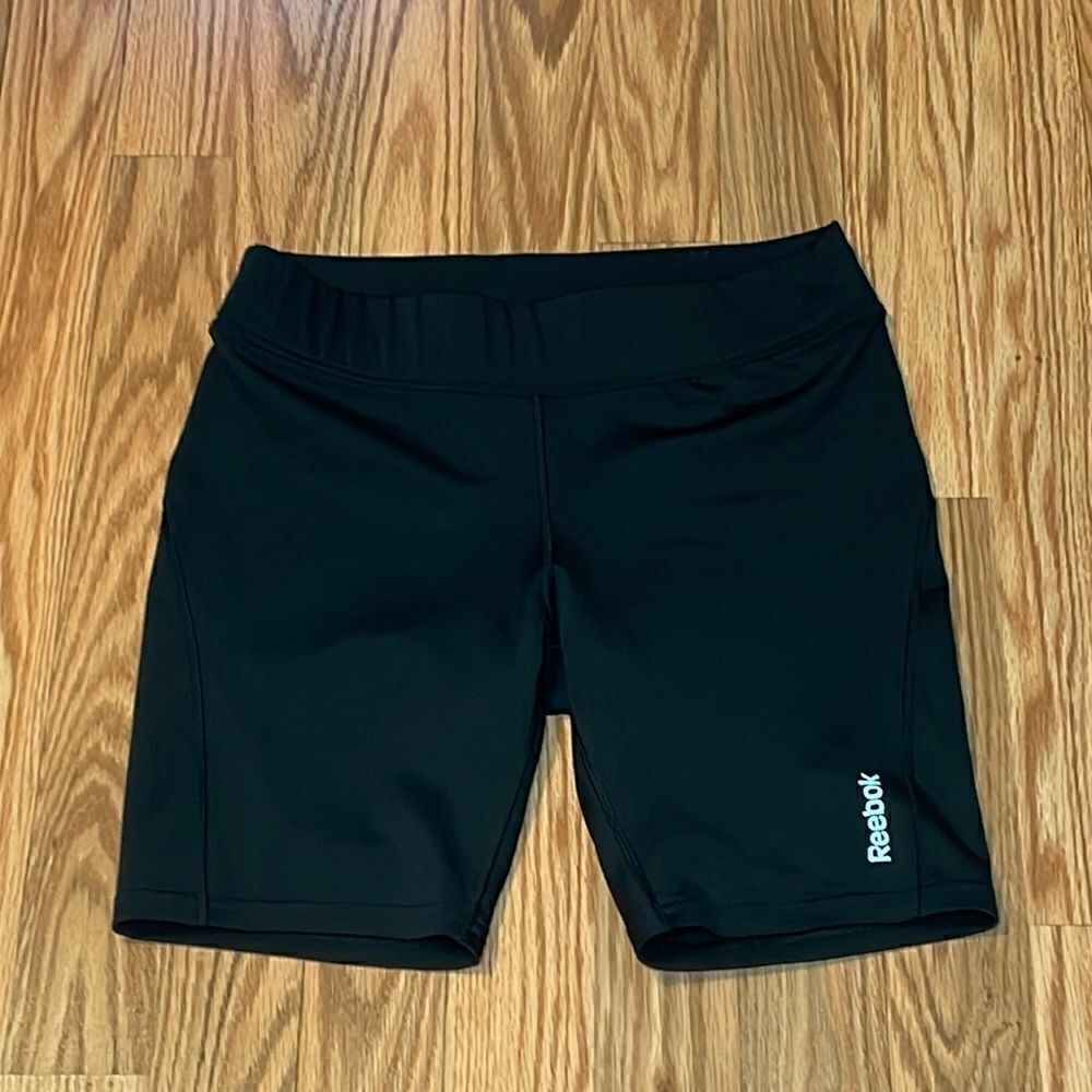 Reebok Black Spandex Shorts, 7” bike, Small